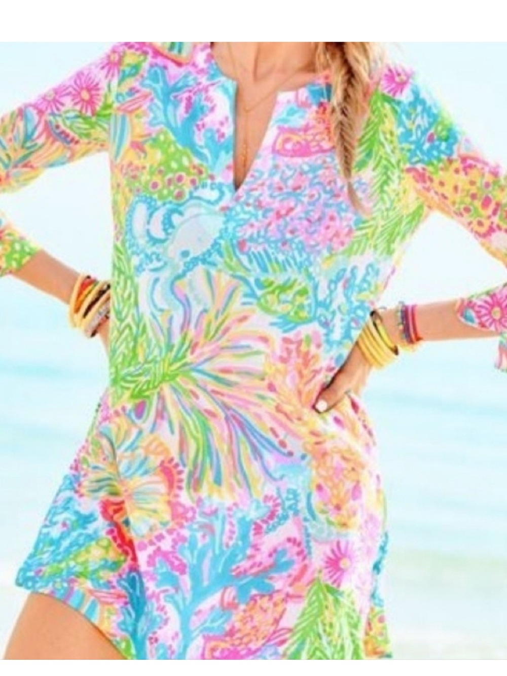 Lilly Pulitzer Bright Multicolor Coral-Print Tunic